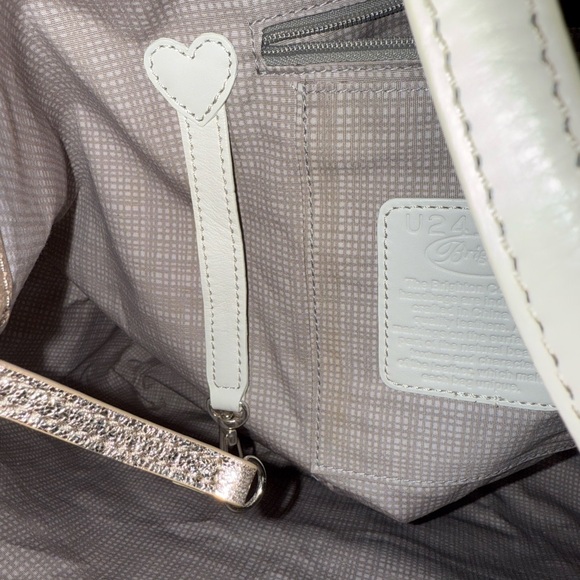 Brighton Tan and Gold Embellished Tote with suede dusty - Picture 9 of 12